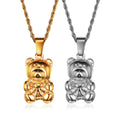 New Women Fashion Gummy Cartoon Bear Charm Necklace 18k Gold PVD Plated Animal Cute Bear Pendant Necklace