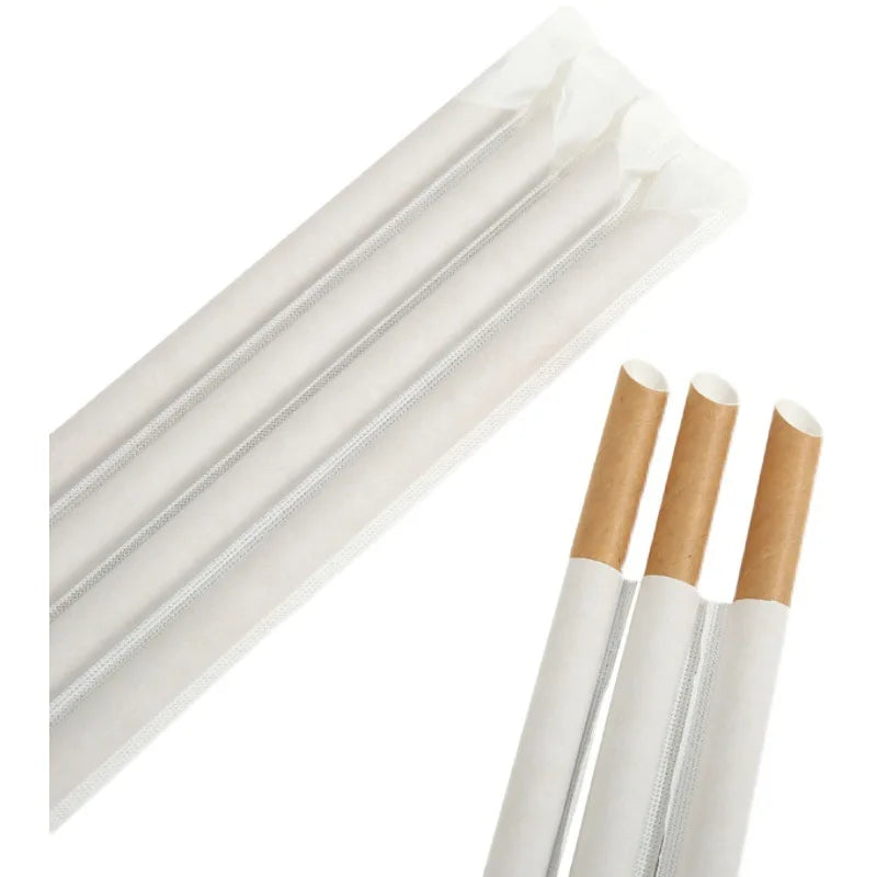Manufacturer Degradable Eco-friendly Bubble Tea Biodegradable Custom White Cold Hot Drinking Paper Straws