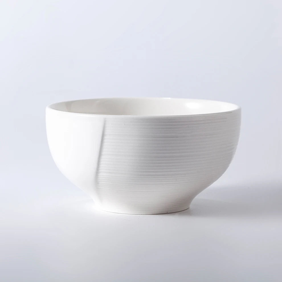 Shengjing Glossy White Ceramic Bowl Set Restaurant 4.5" Soup Bowls