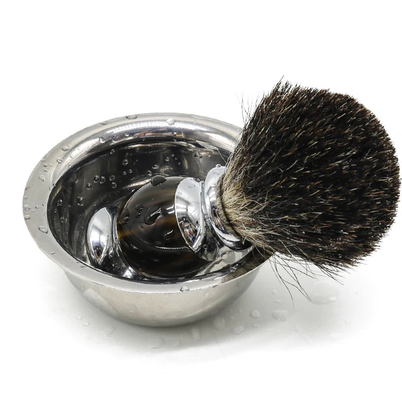 Private Label Solid Stainless Steel Men's Beard Shave Shaving Soap Foaming Bowl Shaving Brush Mug