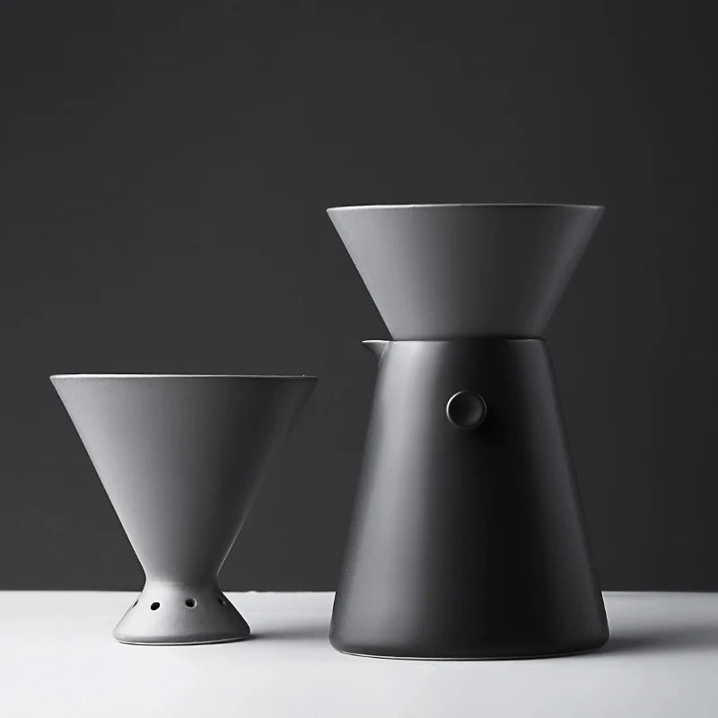 Ceramic Sharing Coffee Pot Heat Resistant Espresso Moka Pour Over Drip Coffee Maker With Filter Restaurant Drinkware Sets