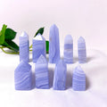 Wholesale Paopao Mouse Decorative Tower Natural Blue Lace Agate Healing Crystal Point Polished Technique for DIY Gift