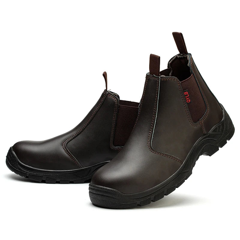 Cowhide Leather Oil Resistant Acid and Alkali Resistant Puncture Resistant Construction Work and Daily Wear Safety Shoes