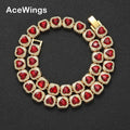 AC014  13mm  Heart Crystal Chain Hip Hop Iced Out  Chain Necklace Bling Bling Jewelry