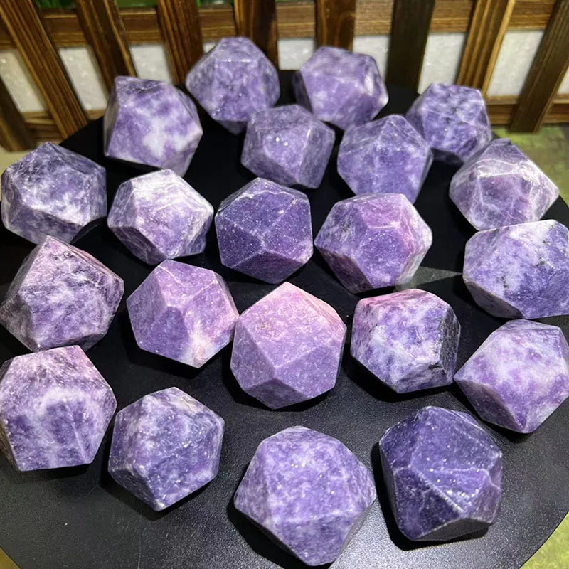 Wholesale Natural Tumbled Crystals Reiki Gemstone Lepidolite Crystal Polyhedron for Home Decoration
