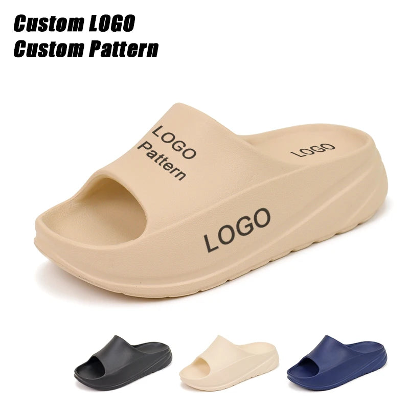 Custom Logo Comfortable Platform Pillow Slides Fashionable Hard-Wearing Light Weight Open Toe for Slippers