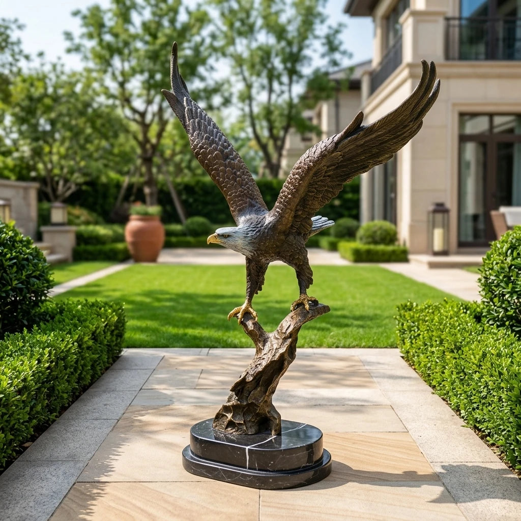 Trade Assurance Life-Size Vivid Garden Bronze Flying Eagle Sculpture Custom Metal Casting Indoor Outdoor Animal Theme Statue