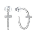 YILUN CZ Diamond Wholesale Prices Jewelry 925 Sterling Silver Cross Hoop Earrings for Women