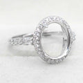 Sterling Silver 9*11mm Semi Mount Ring Empty Frame Blank Support Setting S925 Base Holder Without Center Stone for DIY Inlay
