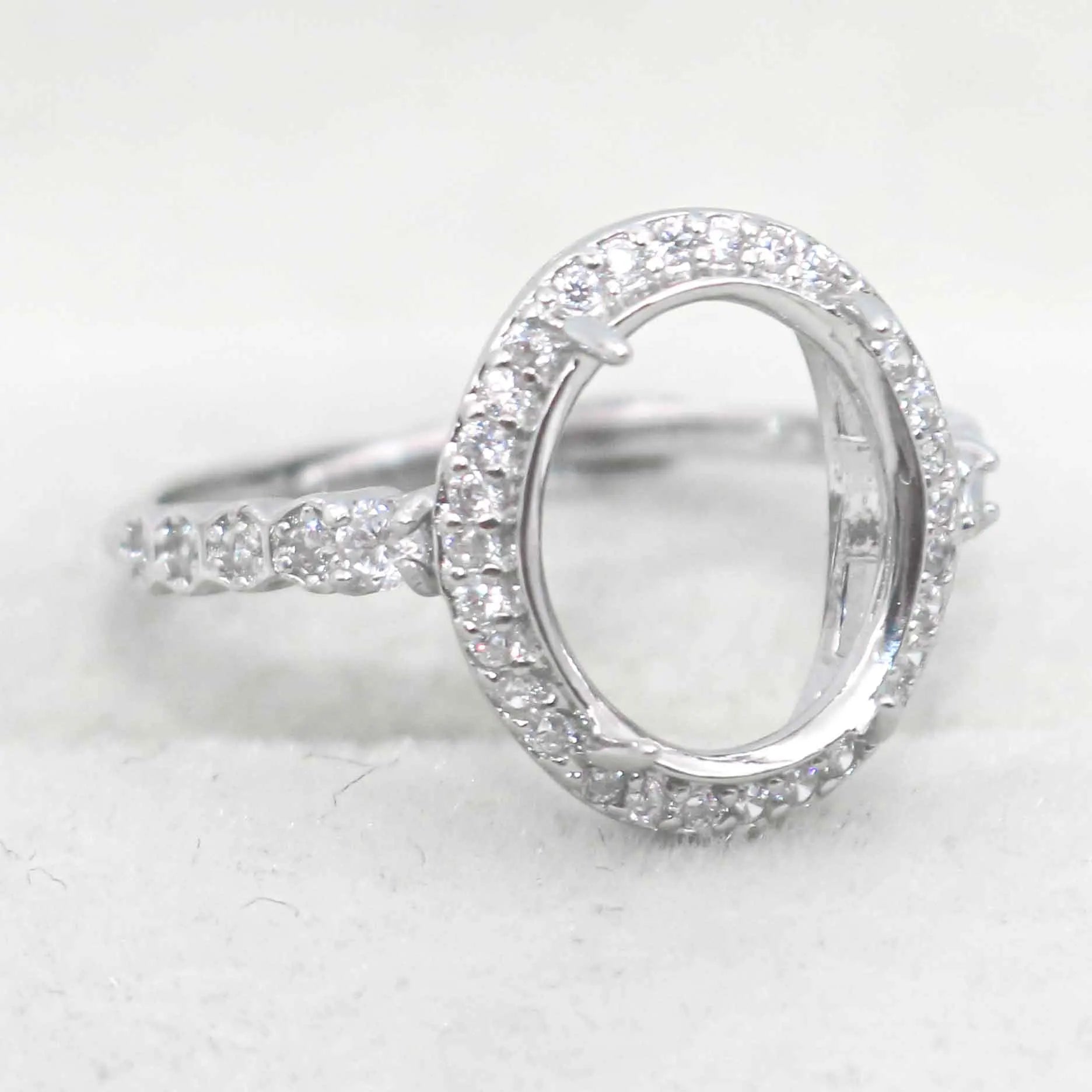 Sterling Silver 9*11mm Semi Mount Ring Empty Frame Blank Support Setting S925 Base Holder Without Center Stone for DIY Inlay