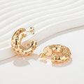 Hengdian Ladies Earrings Elegant Wholesale Fashion Jewelry Women'S Gift Zircon Stud Hoop Earrings Hollow Hanging