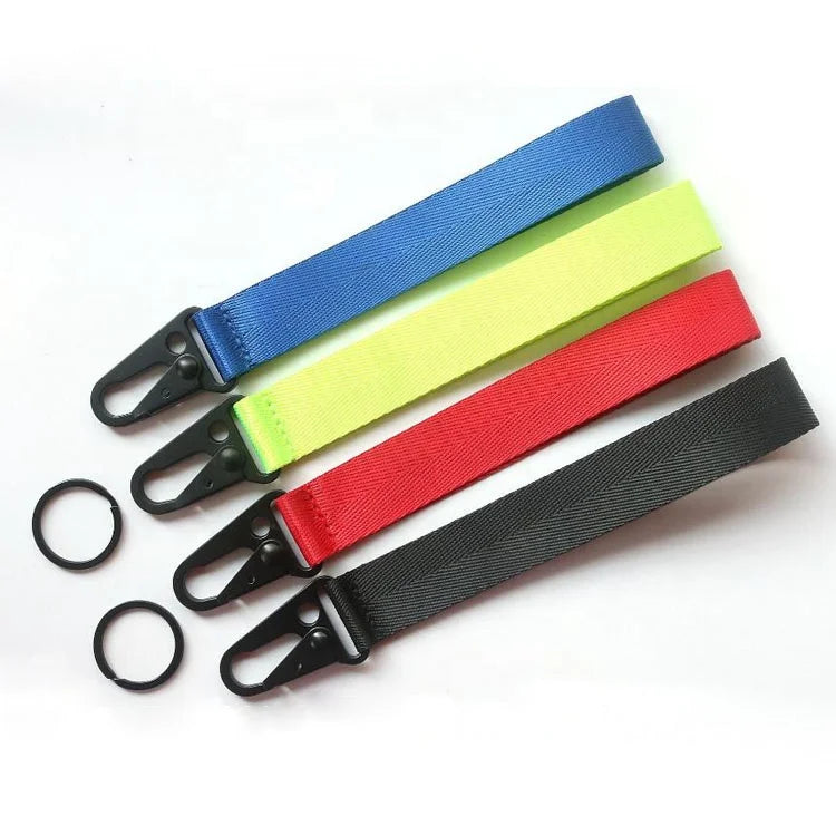 Wholesale Nylon Blank Car Key Chain Hanging Ribbon Pendant Simple Decoration Metal Lanyard Key Ring
