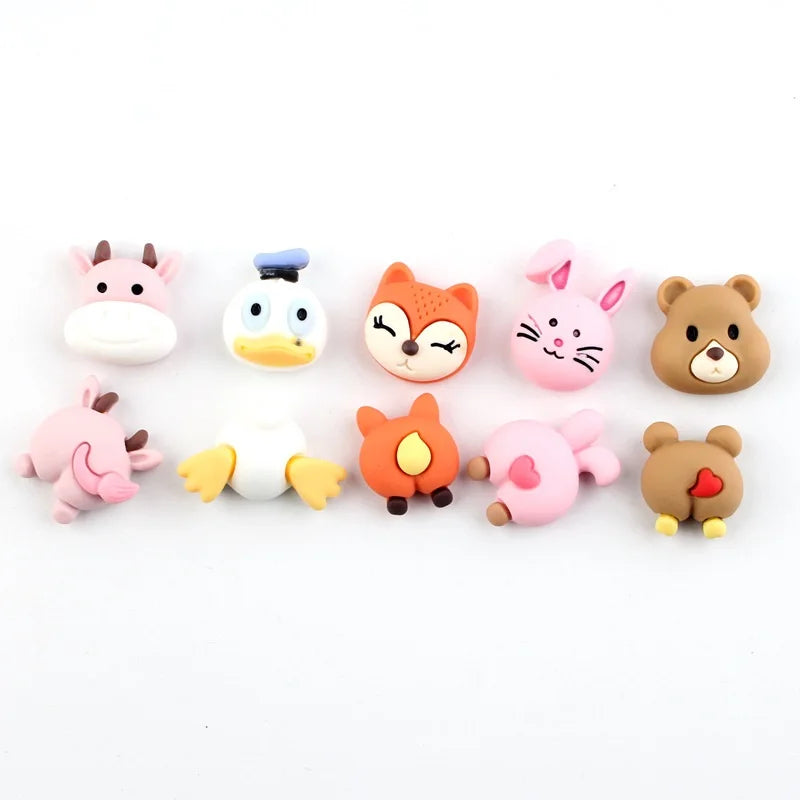 Resin Bear Bunny Fox Cow Duck Flat Back Resin Charms Cabochon for Slime Filler Kid DIY Mobile Phone Decoration Craft