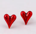 Fashion Red Love Heart Earrings Real 18K Gold PlatedNot Easy to TarnishWomen Girl Her Spring Jewelry Supplies S47