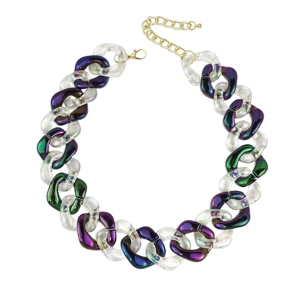 Fashion Thick Chain Necklace Mix Color Handmade Acrylic Collar Chunky Necklaces Statement Women Choker Bijoux