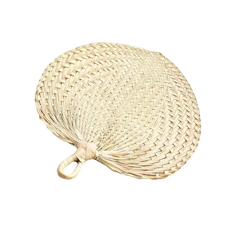 Natural Raffia Hand Fan Boho-Style Handcraft Home Art Weave Palm Leaf Fans for Beach Wedding Decoration and Souvenir Gift