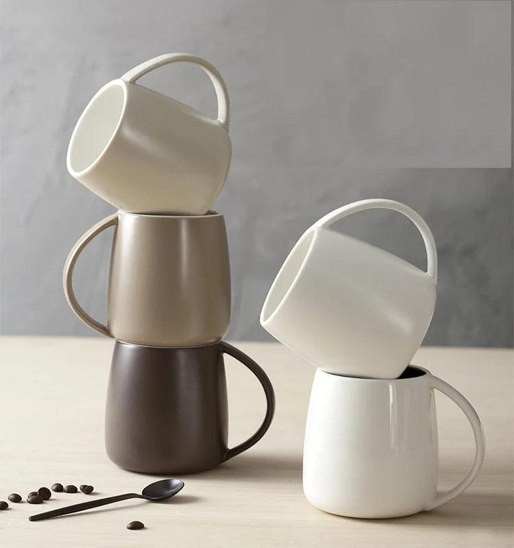 Wholesale Simple Office Large  Capacity Ceramic Cup  Handle Ceramic Coffee Cup