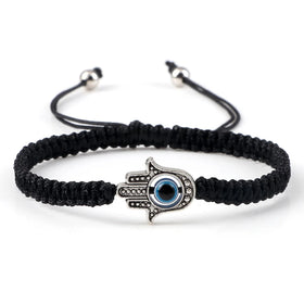 LC20231214 Wholesale Fashion Handmade Macrame Woven Braided Rope String Evil Eye Hamsa Hand Charm for Gift Mainly Alloy