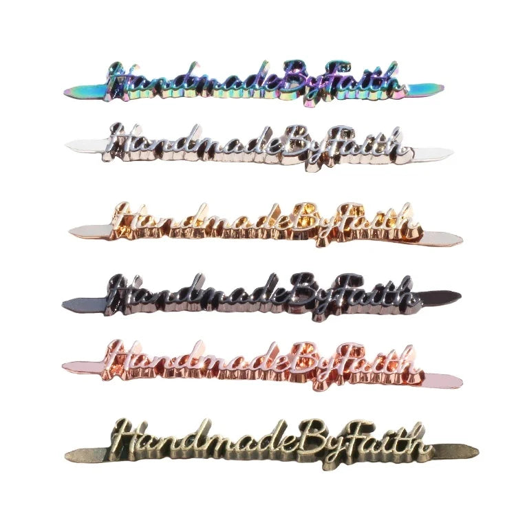 Custom Multicolor Purse Letter Plate Hardware Brand Alphabet Logos Embossed Name Tags for Handbags Bag Parts & Accessories