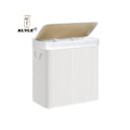 KUYUE Bamboo Rectangular Storage Hamper with Handles Foldable Laundry Basket with Lid Multi-Purpose Bag for Clothes Washing