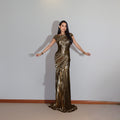Best Selling Pleated Golden Sleeveless Summer Hot Stamping Maxi Evening Casual Women Party Dress