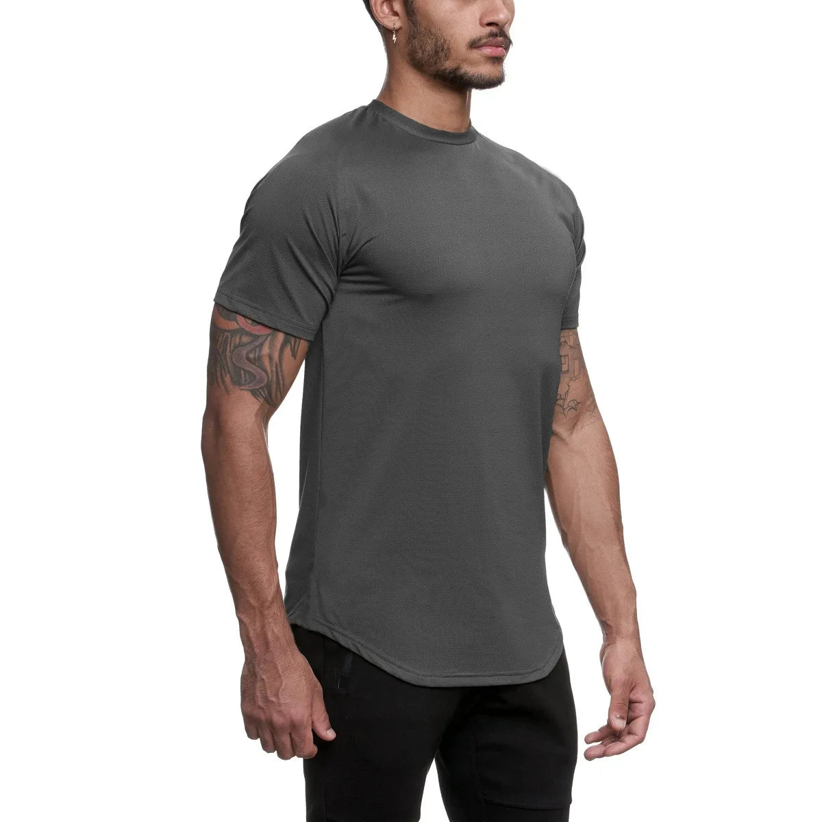 2022 Men's Casual Short Sleeve T-Shirt Sports Fitness Training Eco-Friendly Anti-Wrinkle Fast Drying Breathable Solid Woven