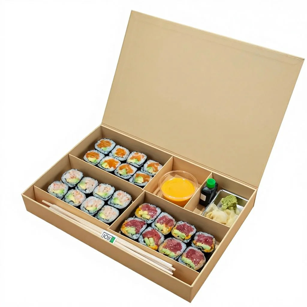 Eco-friendly Disposable Cardboard Folding Paper Sushi to Go Box Custom Sushi Bento Box