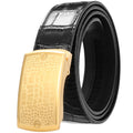 LY36-61423-8 Mens Ratchet Belt Luxury Cow Hide Belt with Stainless Steel Belt Buckles