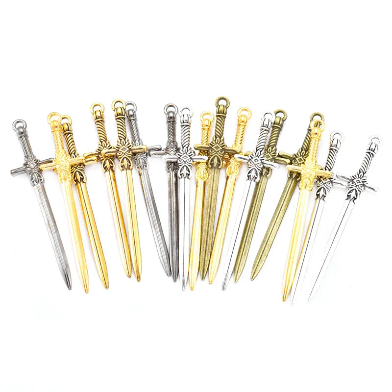 YuenZ 10pcs/bag 5 colors Alloy Animation Game Weapon Charms For Jewelry Pendant DIY Handmade Jewelry Material 49X12mm M74
