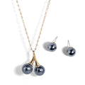 Hot Sale Hawaiian Gold Plated Jewelry Set Wholesale Fashion and Elegance Double Black Pearl Pendant Necklace Set