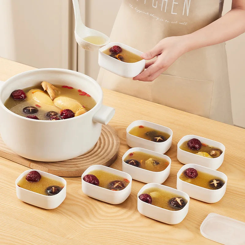 Household  Refrigerator Plastic Food Storage Box With Lids Frozen Soup Box White Seasoning Box