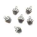 Handmade 3D Cupcake Cake Charm 13x10x8mm Vintage Tibetan Silver Color Pendants for Kids' Bracelet Necklace Fit DIY Made Alloy