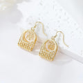 Statement 14K Gold Plated Bear Cradle Pearl Jewellery Drop Earrings Women 2024