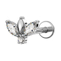 TOPOSH 16G Threadless Push Pin Labret Stud CZ Butterfly Cartilage Earring for Helix Tragus Conch