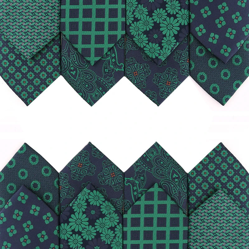 Dark Green Floral Necktie for Men Custom Polyester Accessories Fashionable Men's Corbatas