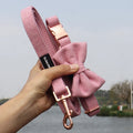 OKEYPETS New Material Tweed Dog Leash Collar Set Manufacturer Custom Small Cute Luxury Dog Leash with Bow Tie