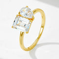 Luxury S925 Sterling Silver Geometric Pear Cut Emerald Cut Zircon Couple Engagement Wedding Fine Ring for Women
