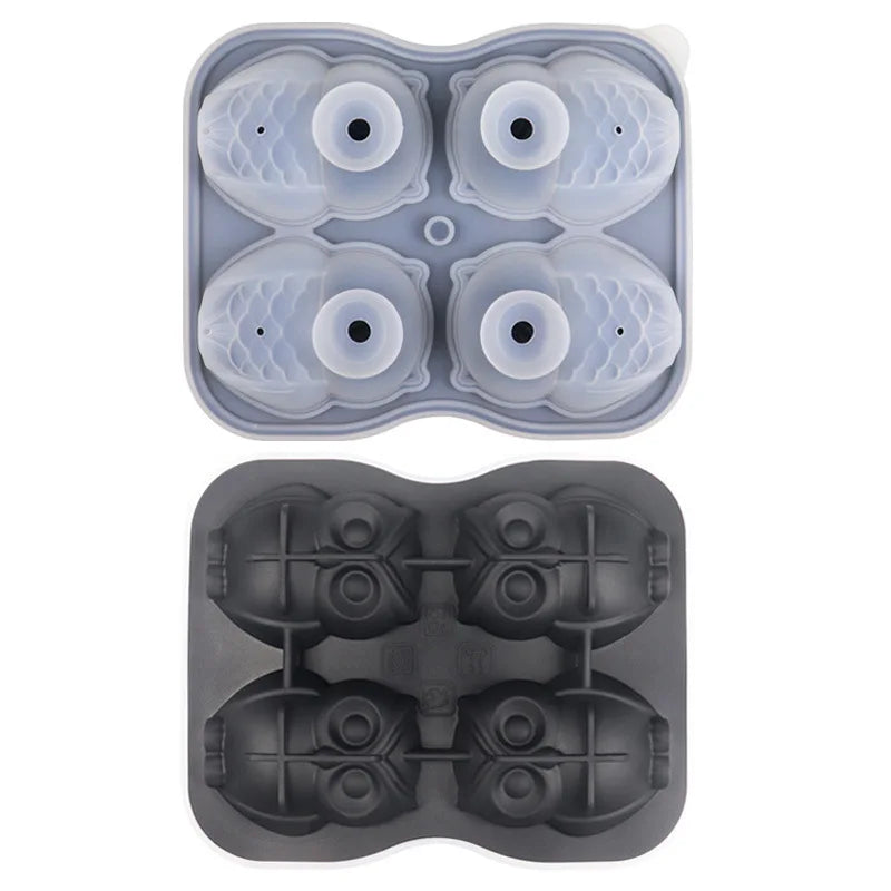 Wholesale 4-piece Eco-Friendly Silicone Ice Maker Customized Short Hair Cat Owl Ice Cube Mold for Milk Tea Drink Whisky