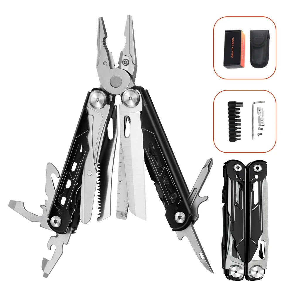 21-in-1 Tactical Multi Tool Pliers - 420J2 Stainless Steel Portable Outdoor Survival Tool for Camping Hiking Motorcycle Repair