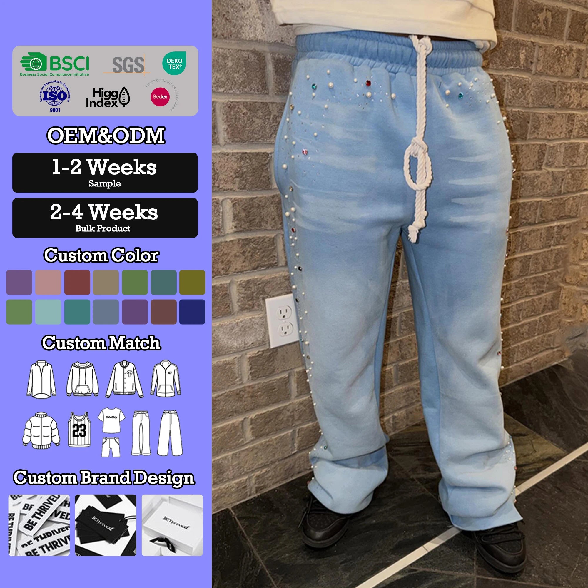 YSJY Clothing Manufacturers Custom Oversized Sweatpants Patch Embroidery Fleece Streetwear Sweatpants for Men