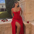 Summer New French Style Elegant Casual Dresses Lace up Waist Show Slim Strap Dresses for Women