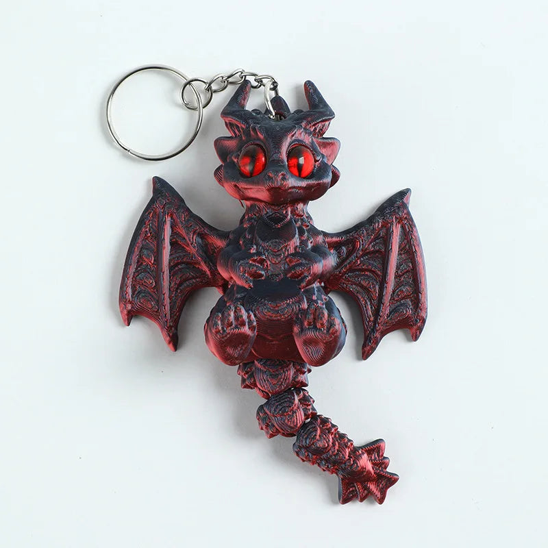 Wholesale Cute 3D Printed Dragon Keychain Flexible Articulated Fidget Toy PLA 3D Printing Flying Dragon for Parties