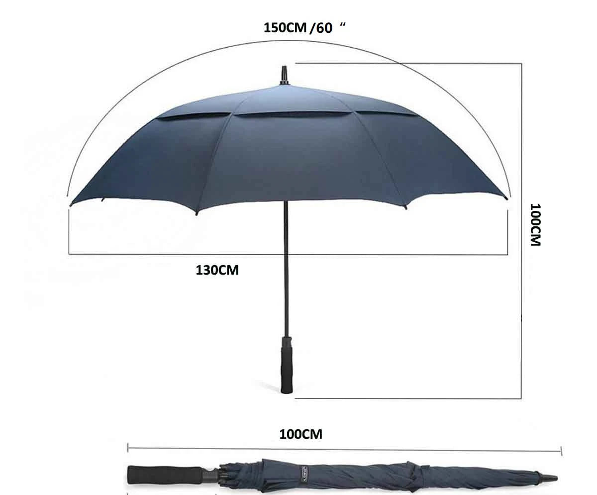 Big Max Aqua Uv Xl Umbrella Hot Sale 68-inch Oversize Windproof Double Canopy Golf Umbrella Custom logo