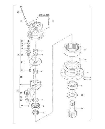 Excavator 31m9-10152sg8 Swing Device CX57C Swing Motor for Case