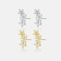 FUAMAY 925 Sterling Silver Three Stone Flower Earrings 18K Gold Plated Moonstone Opal Pearl Flower Stud Earrings
