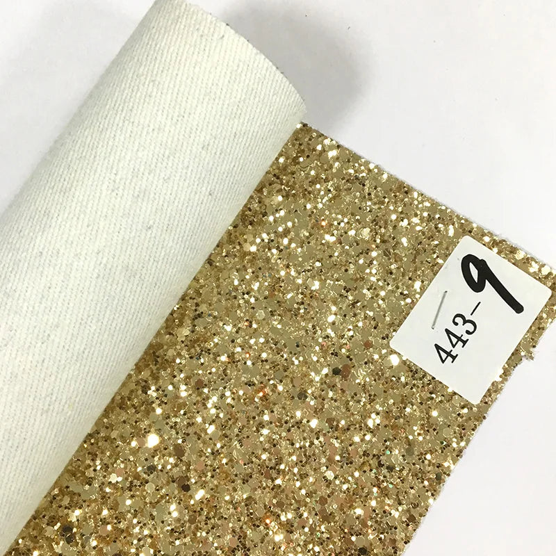 Wholesale Sparkly Shiny Solid Chunky Glitter Faux Leather Fabric for Shoes Bags Bows Material