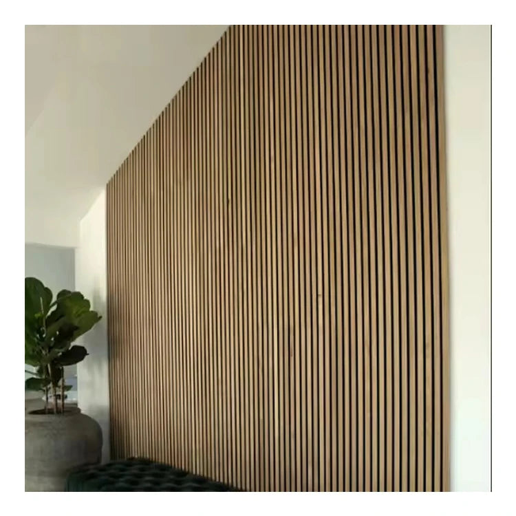 TianGe Wall and Ceiling Natural Oak Polyester Acoustic Mdf Wooden Veneer Slat Panel for Interior Soundproof Board