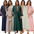 AB420 Trendy Middle Eastern Dubai Abaya Women Muslim Dress Embroidered Pullover Islamic Robes Moroccan Kaftan Arabic Jalabiya