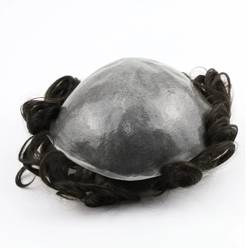 EMEDA Hot Selling Knot Super Thin Skin Base Toupee for Black Men Human Hair Toupee 0608 Skin