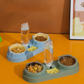 2025 New Manufacturer Wholesale Pet Product Plastic Dog Two Bowls with Water Bottle Dispenser